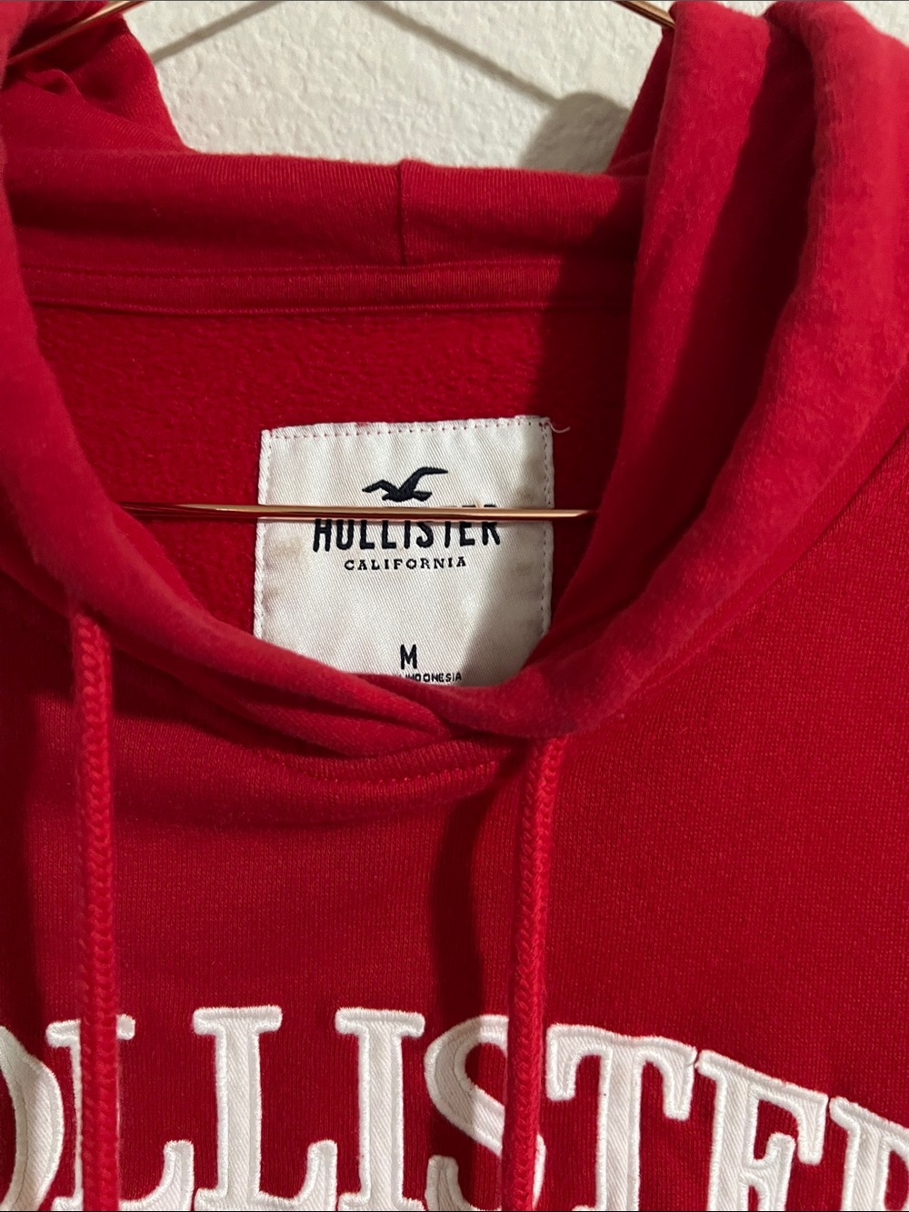 Hollister Red Pullover Hoodie with White Logo - Picture 3 of 3